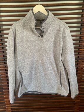 Eddie Bauer Light Gray Heather Zip‑Style Quarter Snap Pullover